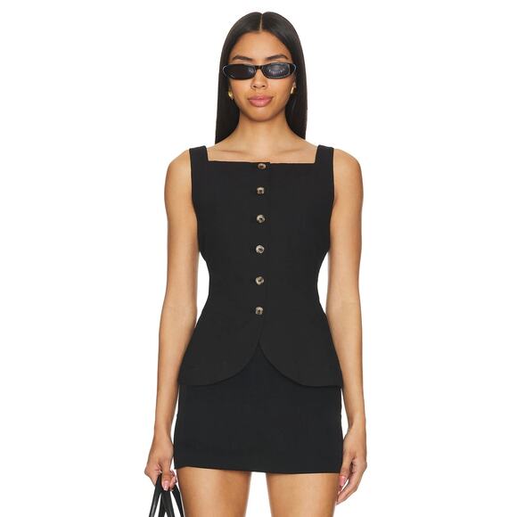 Ciao Lucia Tops - Ciao Lucia Amira Top Square Neck Button Front Old Money Office Work Brunch S